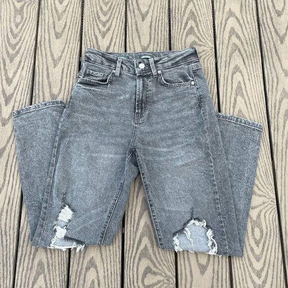 Wild Fable Black Distressed Ripped Highest Rise Mom Jeans Size 0 - Picture 1 of 6